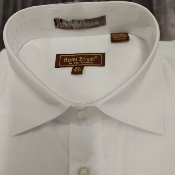 HENRI PICARD BY DON JONATHAN WHITE FRENCH CUFF DRESS SHIRT. - Picture 3 of 3
